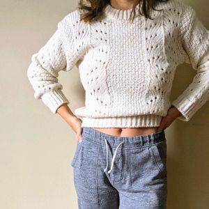 Urban Outfitters White Cable Knit Sweater
